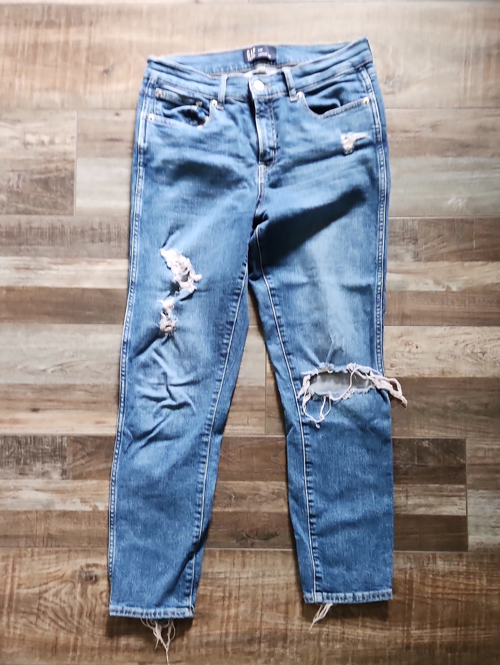 GAP Distressed Light Blue Boyfriend Jeans